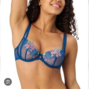 Adore Me Blue Floral Lace Bra
